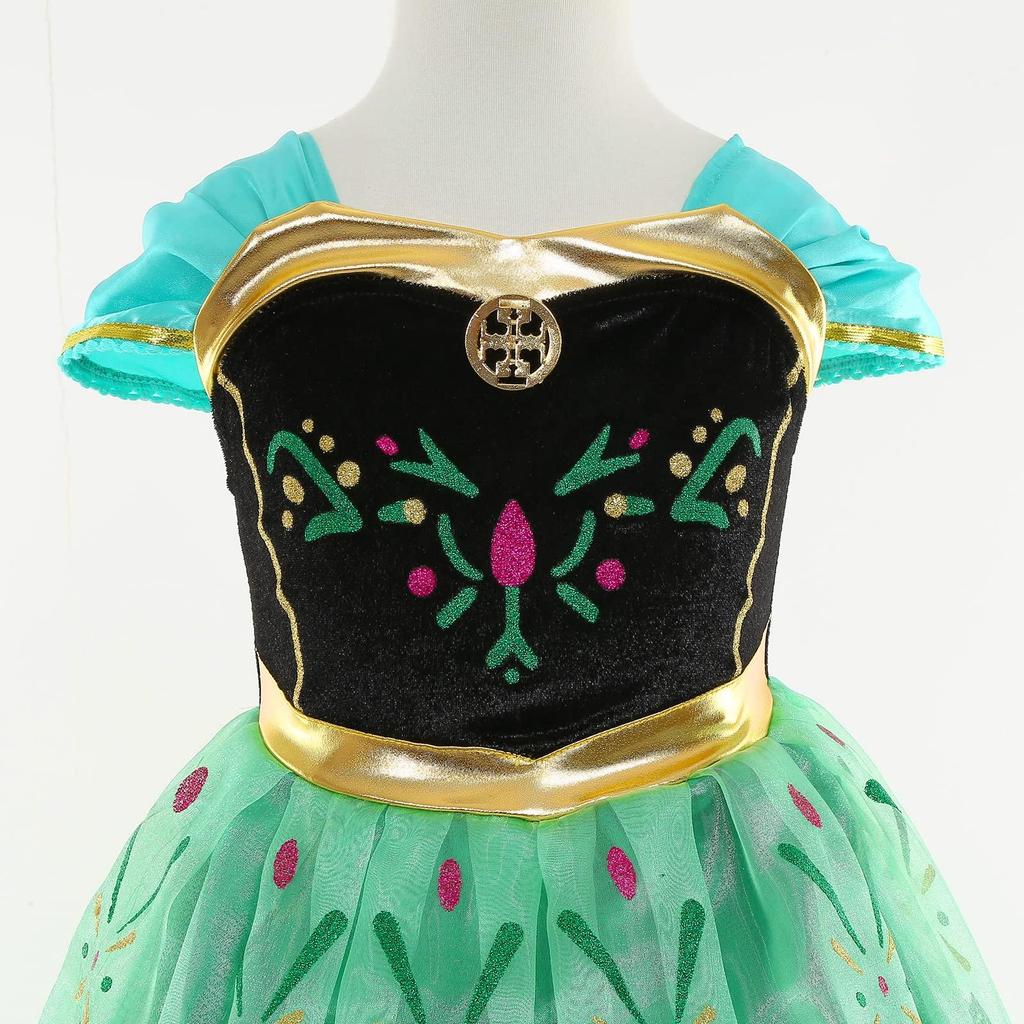 Princess Costume for Girls Green Dress Up with Accessories for Toddler Cosplay Christmas Birthday Party