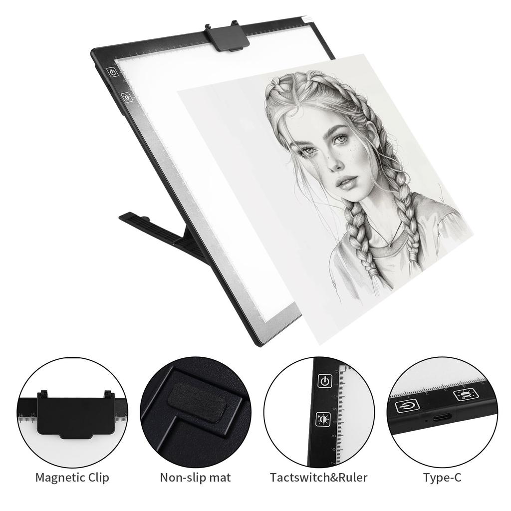 A3 Light Box Wireless LED Light Pad with Adjustable Stand Rechargeable Tracing Light Pad for 5D Diamond Painting Ornament Kits