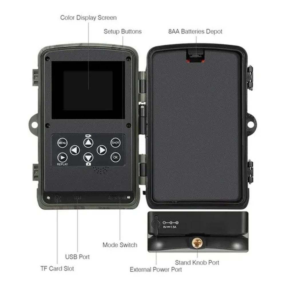 PR1000 Противоохотничья камера 36MP Высокое разрешение для защиты двора Открытая инфракрасная индукционная противоохотничья камера с экраном дисплея