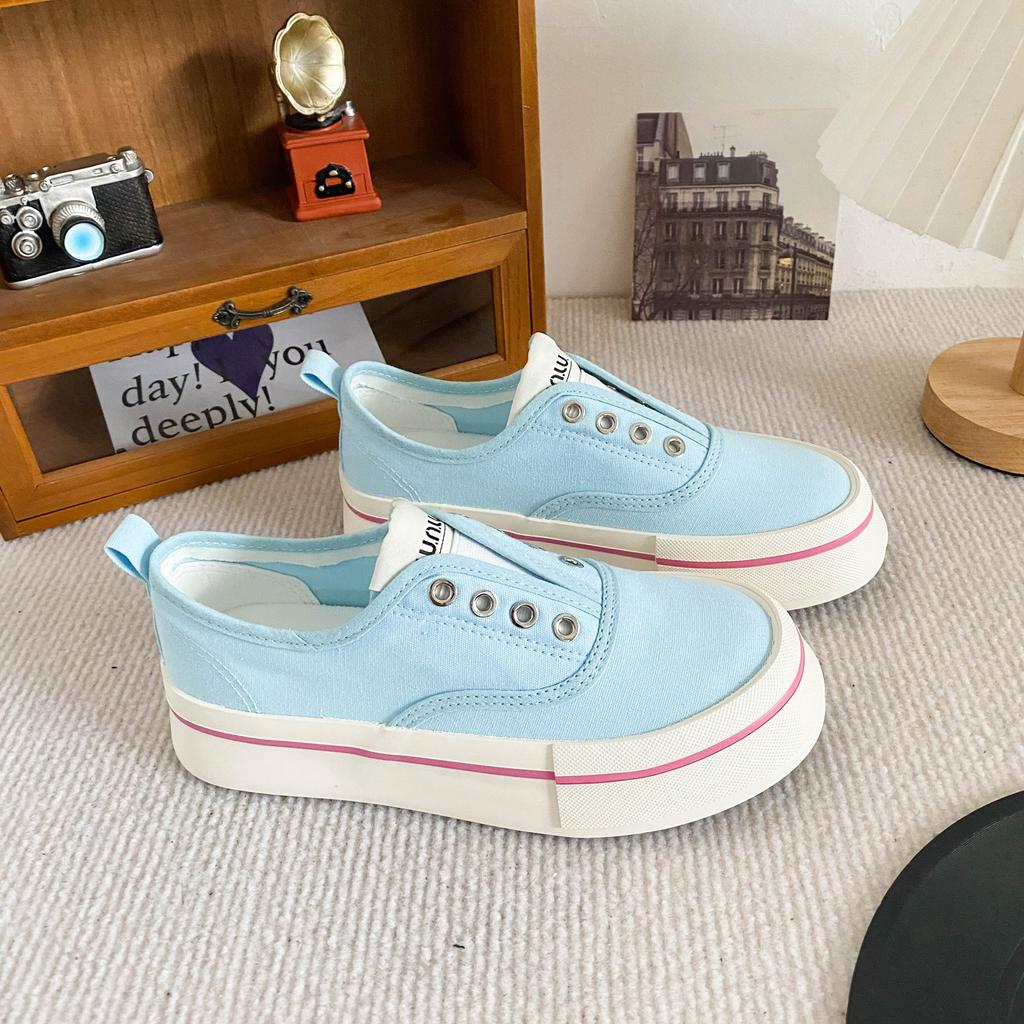 6514 резинка популярная ленивая парусиновая обувь с толстой подошвой и одной педалью женская обувь маленькие белые туфли летние тонкие туфли для доски