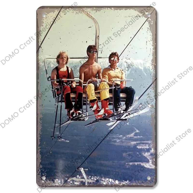 Лыжный спортивный плакат, винтажная металлическая табличка, знаки, горные лыжи, красота, металлическая жестяная пластина, ретро настенный декор для лыжного клуба, бара, паба, дома