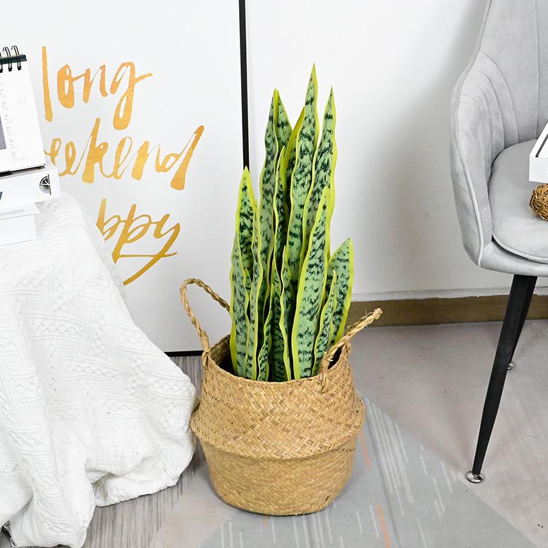 Artificial Snake Plant Agave Bonsai for Indoor & Outdoor Decor - Green Single Stem in Pot for Home or Office