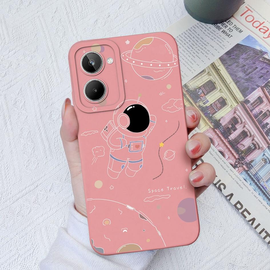 Чехол для телефона для OPPO Realme 9 10 Pro + 5 6 7 8 Pro с милым мультяшным узором, защитный квадратный силиконовый чехол с астронавтом, мягкая задняя крышка для Realme 9i Fundas Coque