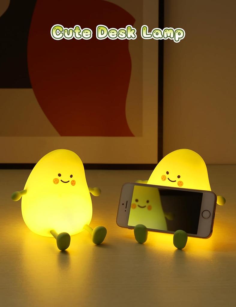 Cute Night Light Kids Mango Sleep Lamp Warm White Bedroom Decor Silicone Nightlight Baby Nursery Lights Birthday Christmas Gift