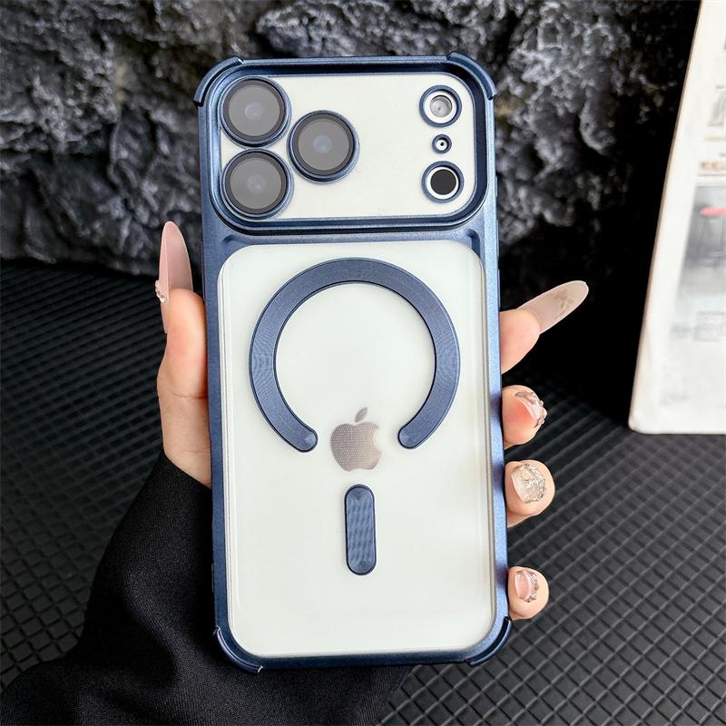 Soft Matte Translunt Plating Case For iphone 17 Air 13 14 15 16 17 Pro Max For Magsafe Magnetic Wireless Charging Bumper Cover