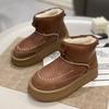 Кожаные утепленные модные теплые хлопковые ботинки зимние ботинки женские 2024 новые водонепроницаемые зимние северо-восточные бархатные на толстой подошве короткие ботинки