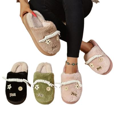 Роскошные плюшевые тапочки SyfIyno на весну и осень, повседневные туфли на плоской подошве, женские зимние тапочки из флока, женские меховые шлепанцы, шлепанцы