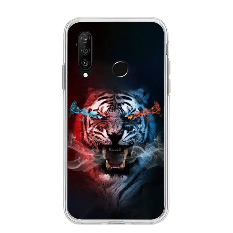Модный чехол для телефона Tiger для Huawei P20 P40 Lite P30 Pro P Smart 2019 Nova 3e 6 Se силиконовый прозрачный мягкий чехол