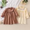 Children Clothing Embroidery Flower Girls Dress 2024 Spring Autumn Ruffled Long Sleeve Girl Princess Dresses