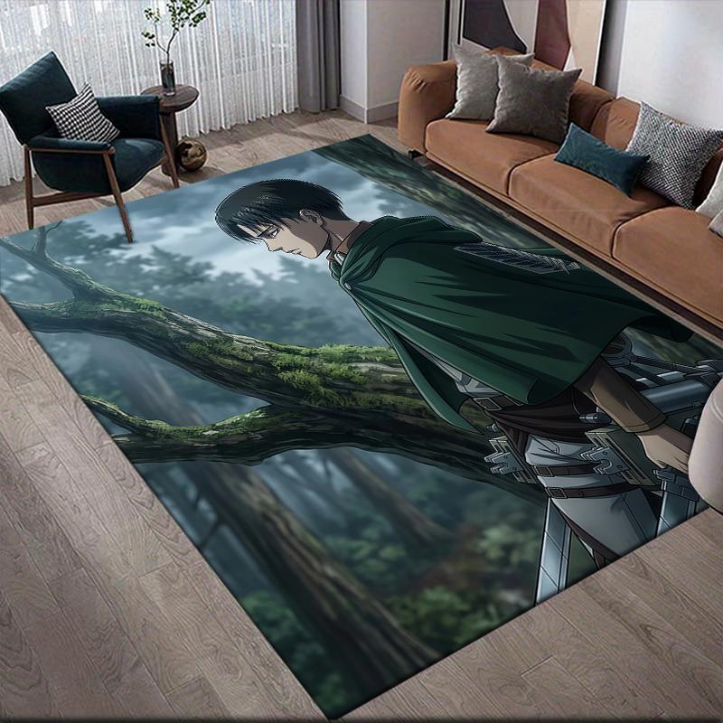 Levi Ackerman Home Sofa Decoration for Living Room & Bedroom, Non‑Slip Play Flannel Floor Mat for Game Room