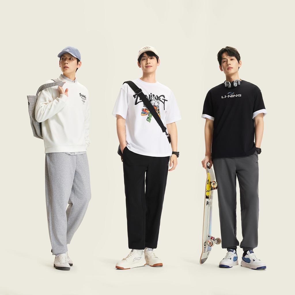 Li Ning Спортивный стиль жизни Серия Логотип Вышитые буквы Спортивные штаны Вязаные джоггеры Мужские штаны AKLW271-1
