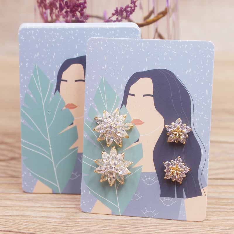 50 шт./лот серьги карты четыре держателя 5x7 см горячая девушка / абстрактная живопись бумажная карта ювелирные аксессуары упаковка карты