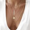 Fashion Women Beach Jewelry Multi-layer Chain Star Bar Round Pendant Necklace
