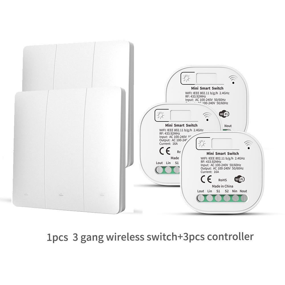 Tuya WiFi Smart Switch с голосовым управлением Alexa — беспроводной, автономный, скрытый дистанционный переключатель с двумя органами управления