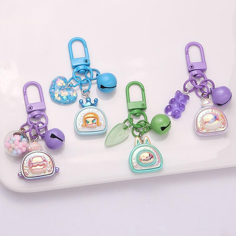 Милый креативный мини-пончик-мороженое брелок для ключей из мультфильма, брелок-подвеска в виде кролика из смолы для мужчин и женщин, подвеска-подвеска для сумки для пары