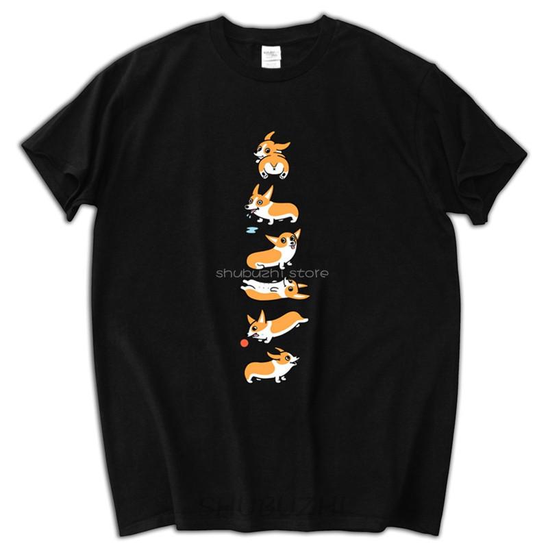 Unisex tee shirt Lovely Corgi Dog Unisex Shirt Casual White Short Sleeve Custom Group T Shirts sbz6043