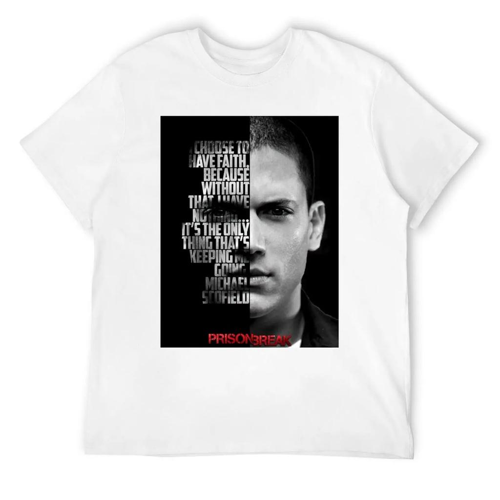 Черно-белый Майкл Скофилд, Цитата из «Побега из тюрьмы». Футболка Аниме Одежда Мешковатые рубашки Мужская футболка