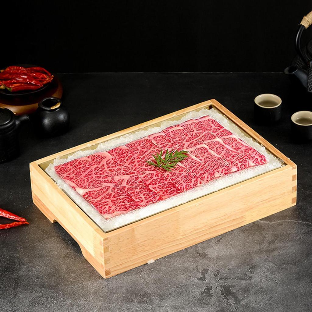 Tray, Chilled Ice Plate, Wooden Beef Serving Plate for Sashimi