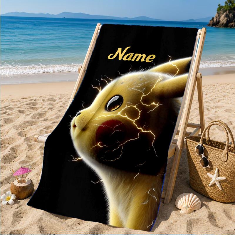 Custom Name Pika Urban Fashion Beach Towel Microfiber Beach Towel, Lightweight and Quick-Dry, for Summer Travel, Swimming Pool Gift