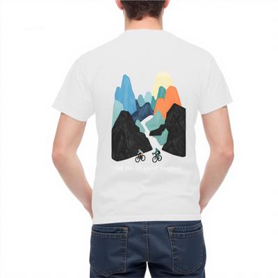 Mountain Biking Scenic Graphic Tee Men's Cotton Casual O-Neck T-Shirt