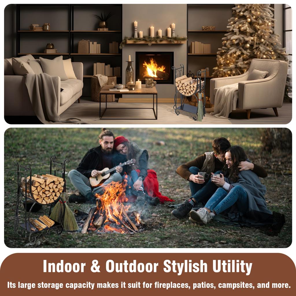 Внутренняя дровница для камина, сверхпрочные стойки для хранения дров, для патио, террасы, металлическая подставка для дров для улицы