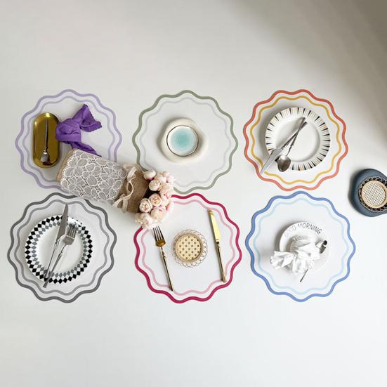 Салфетка из искусственной кожи с фестончатым краем, термостойкая, нескользящая, с теплоизоляцией, водонепроницаемая, для защиты и украшения обеденного стола, подставка, кухонные принадлежности