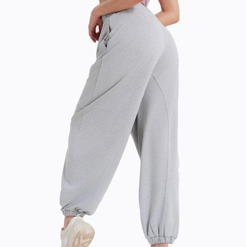 Women Elastic High Waist Pant Casual Active Fit Wide Leg Long Pants Trousers With Pockets
