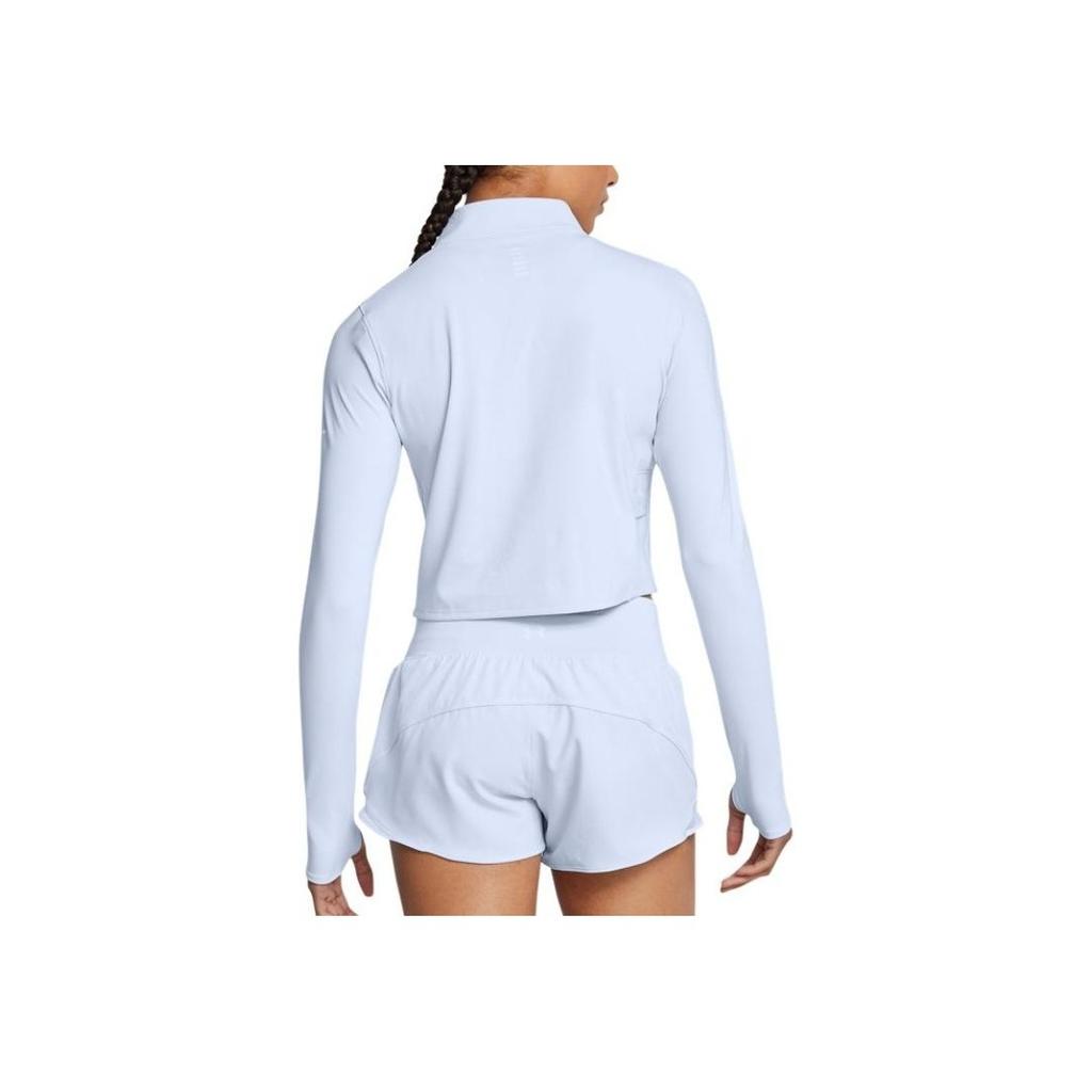 Under Armour Футболка Launch Elite Running Slim Fit Short Stand воротник Long Sleeve реглан Футболка женская Топы Cloud-Blue 1386338-464