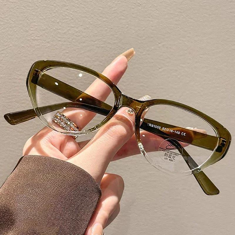 Retro Anti Blue Light Transparent Glasses Personalized Cat Eye Presbyopia Glasses Large Frame High-Definition Reading Glasses