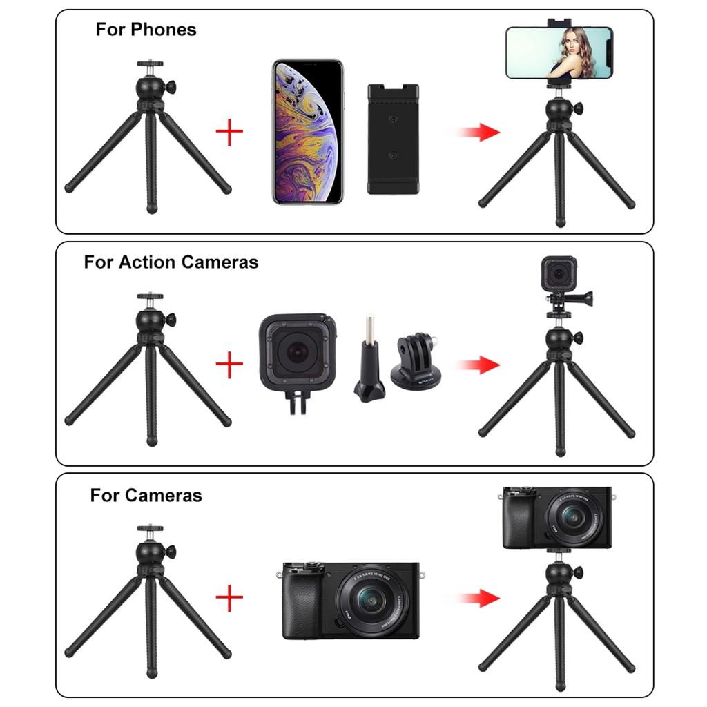 Smartphone Vlog Kit Flexible Tripod and Cardioid Microphone as well as Extendable Phone and BI Color LED Light with   Brightness for Live Str