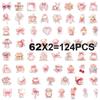 62/124 PCS Transparent Pink Personalized Graffiti Stickers for Luggage Water Cups Scooter Stationery Notebook DIY Stickers