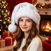 Double Layer Thickened Velvet Hat Christmas Sparkly Sequins Santa for Adults, Plush Glitter Bling Warm Ear Protection Holiday Cap with Fluffy
