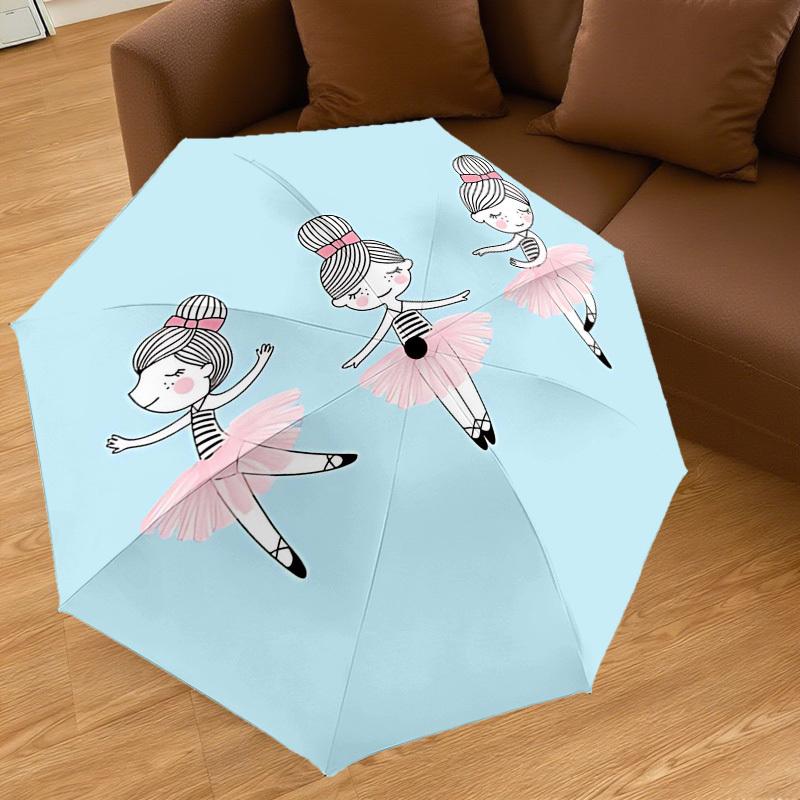 1PC Ballerina Ballet Umbrella-8-Rib Reinforced Portable Folding Travel Suitable for All Seasons Outdoor Daily Use-G407