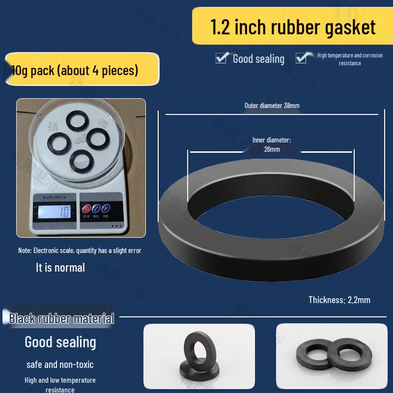 Набор плоских резиновых шайб: Водонепроницаемые прокладки для душевых шлангов и смесителей - Размеры 3/8", 1/2", 3/4", 1"