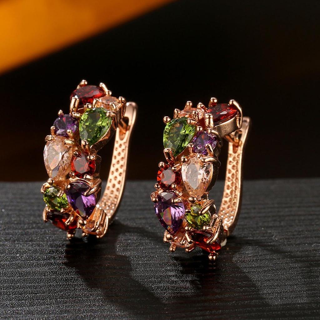 Multicolored Earring Vintage Zirconia Rose Gold Plated Custom Fine Jewelry Earrings 2024