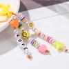 Colorful Bead Keychain Charm for Kids and Students School Bag Pendant Smiling Face and LOVE Letter Beaded Keychain