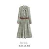 Kaslead New Arrival Women's Clothing Fashion Style Fashion Minimalist with Belt Printed Checks Midi Dress