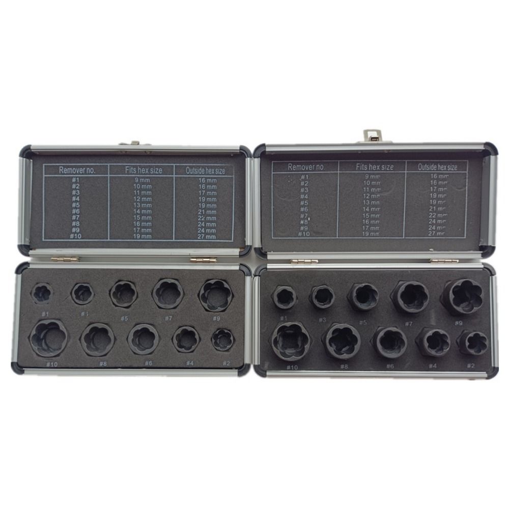 Hexagonal Design Bolt Extractor Set with Aluminum Box Nut Removal Socket Rounded-Off Nuts