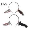 Funny Tricky Accessories Fake Knife Through Head Headband for Adult, PU Foam Horror Zombie Headpiece Headwear Prop, Halloween Costume Accessory Party