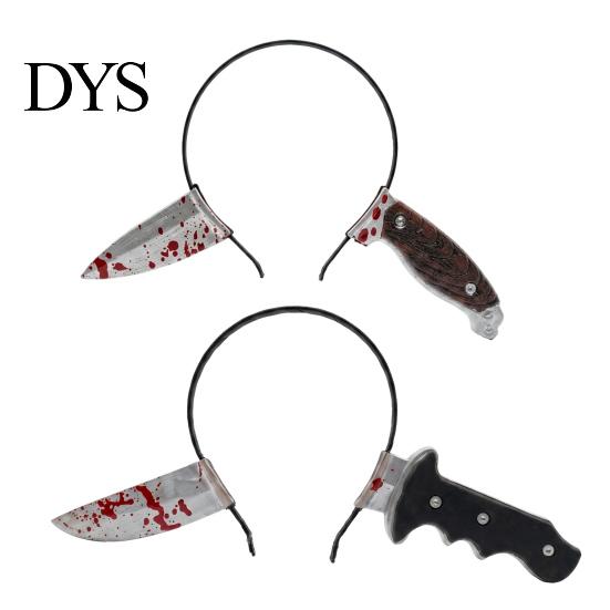 Funny Tricky Accessories Fake Knife Through Head Headband for Adult, PU Foam Horror Zombie Headpiece Headwear Prop, Halloween Costume Accessory Party