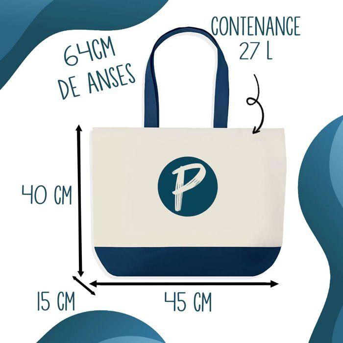 Tote bag - PLANETEE - Corinne Aussi Géniale - Coton imprimé France - Bleu - Grande contenance