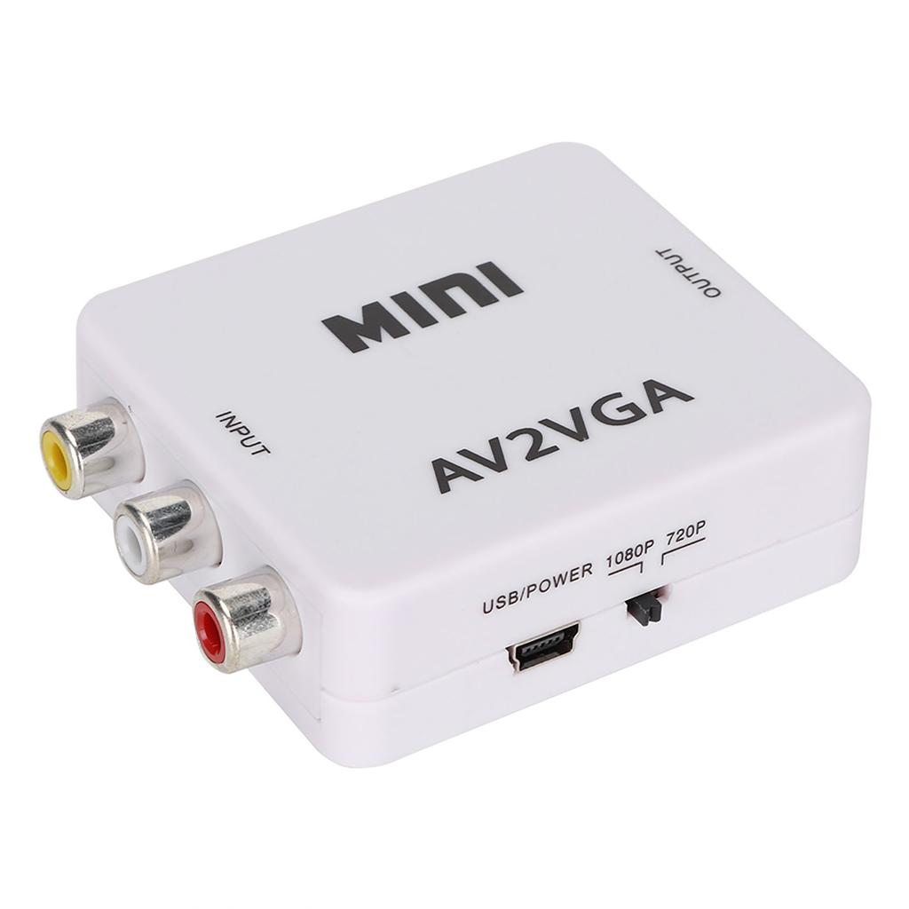 Мини-адаптер Composite AV в VGA 480P, ТВ-приставка, Аудио-видео конвертер (белый)