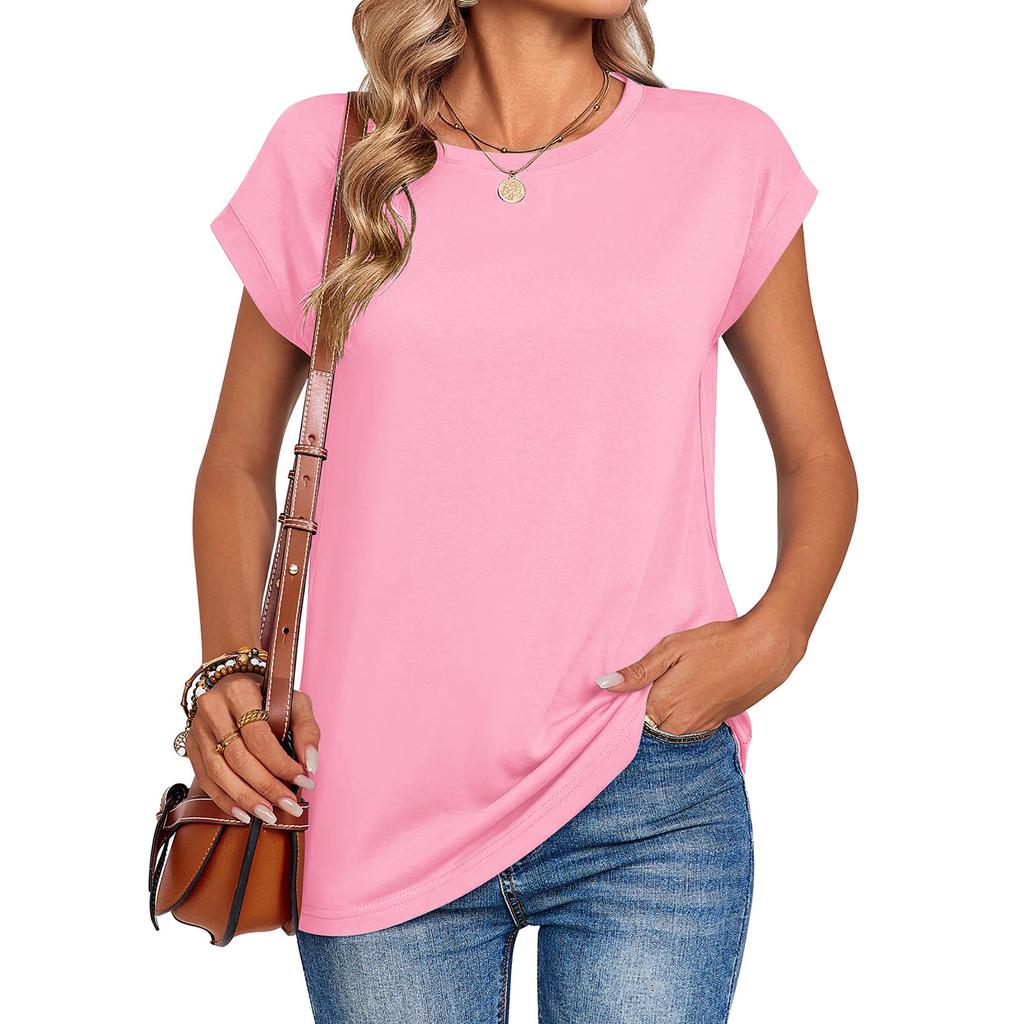 Women's Casual Oversized Cap-Sleeve T-Shirt Top