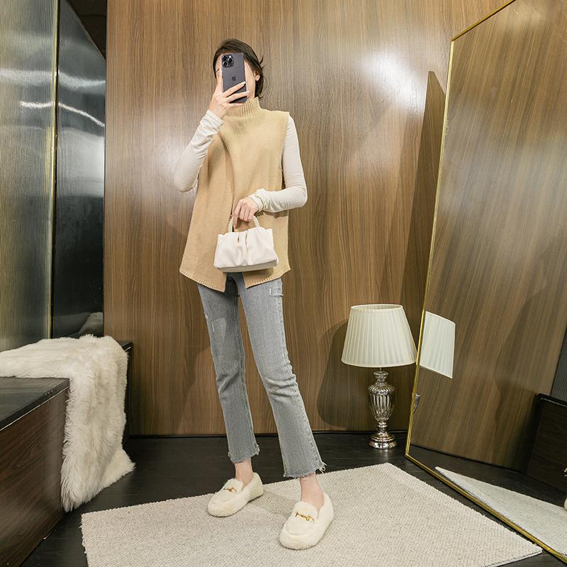 2023 Winter Women's Outdoor Plush Warm Shoes Korean Style Metal Decoration Snow Boots White Boat Shoes Ladies' Casual Flats