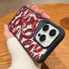 Высокий прозрачный акриловый ударопрочный чехол для iPhone 16 Plus 15 14 13 Pro Max темно-красный узор в виде поцелуя с губами однотонный цвет мягкие края тонкий жесткий чехол