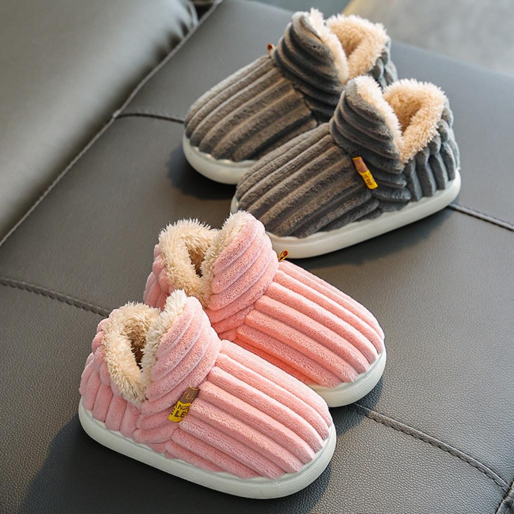 22-45 Children's Cotton Slippers Winter Boys' Baby Bag Heel, Warm Indoor Home Furnishings Children's Women's Cotton Shoes Hairy Shoes
