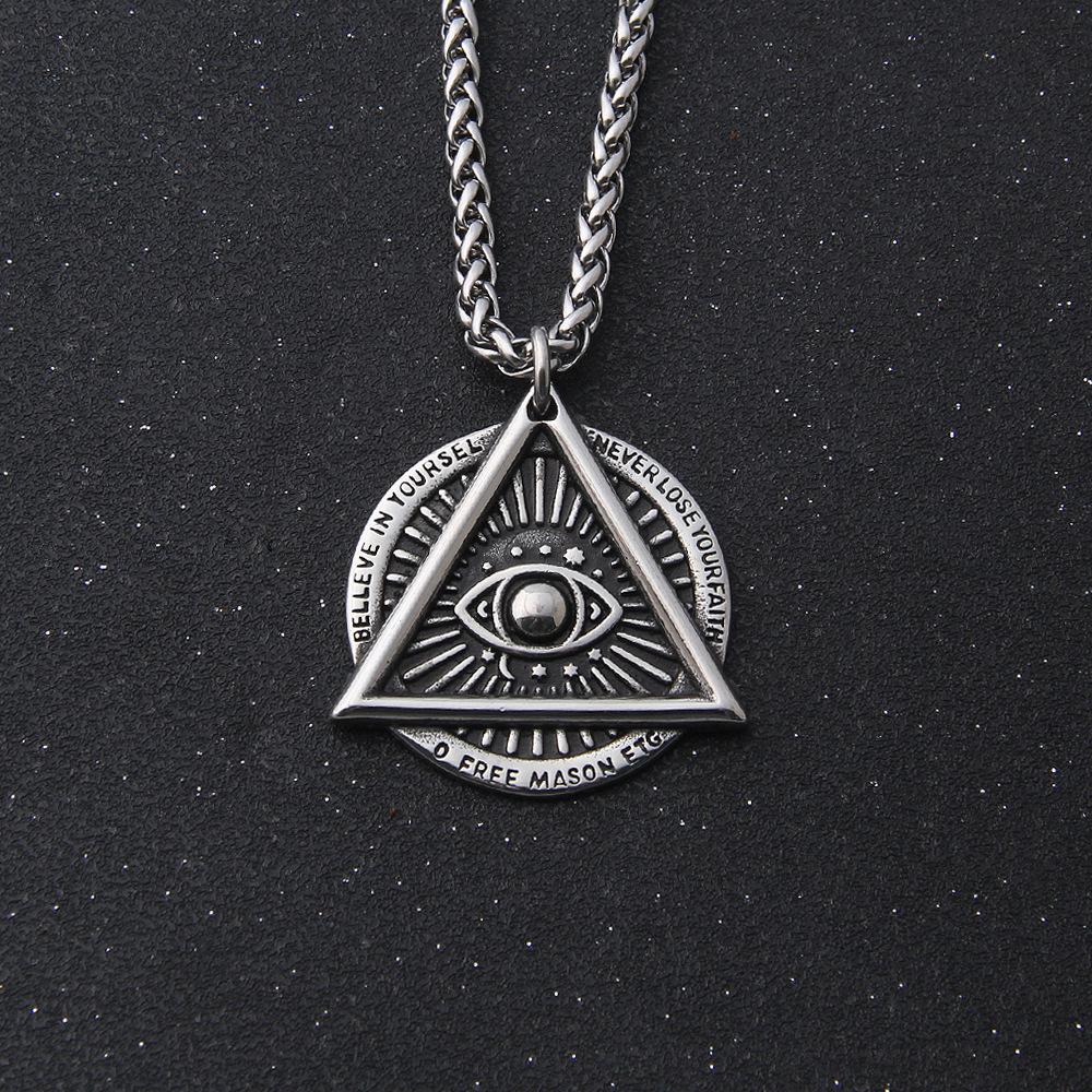 Masonic Eye of Providence Freemason Evil Eye Necklace In Stainless Steel Talisman Sign Medallion Punk Style Gifts Jewellery