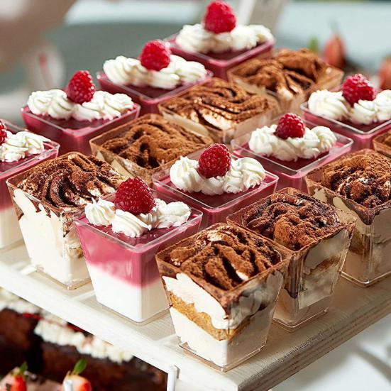 10Pcs Reusable Dessert Cups with Lids Clear Plastic Mousse Cups for Pudding Cheesecake Stackable Dessert Bowls for Parties Events