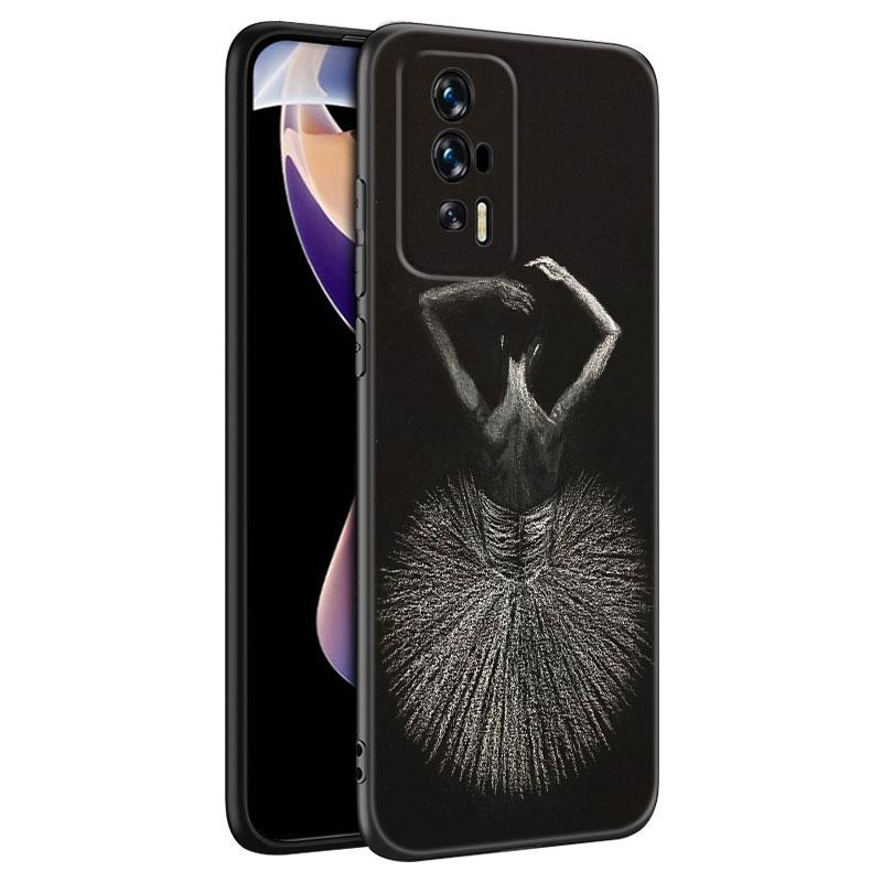 Черный силиконовый чехол для телефона с балериной для Xiaomi Redmi 7A 8A 9A 10A 11A 9C 10C 12C 13C 11 Prime A1 A2 Plus 12 4G Note 9T 12R