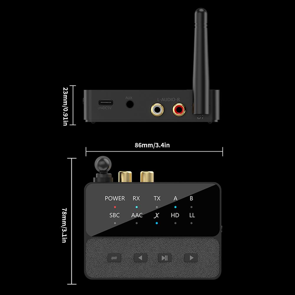 Беспроводной стереоприемник-передатчик Bluetooth 5.3, 2-в-1, беспроводной аудио-донгл 3,5 мм AUX/RCA для колонки, телевизора, ПК